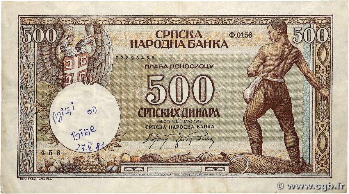 500 Dinara SERBIEN  1942 P.31 SS