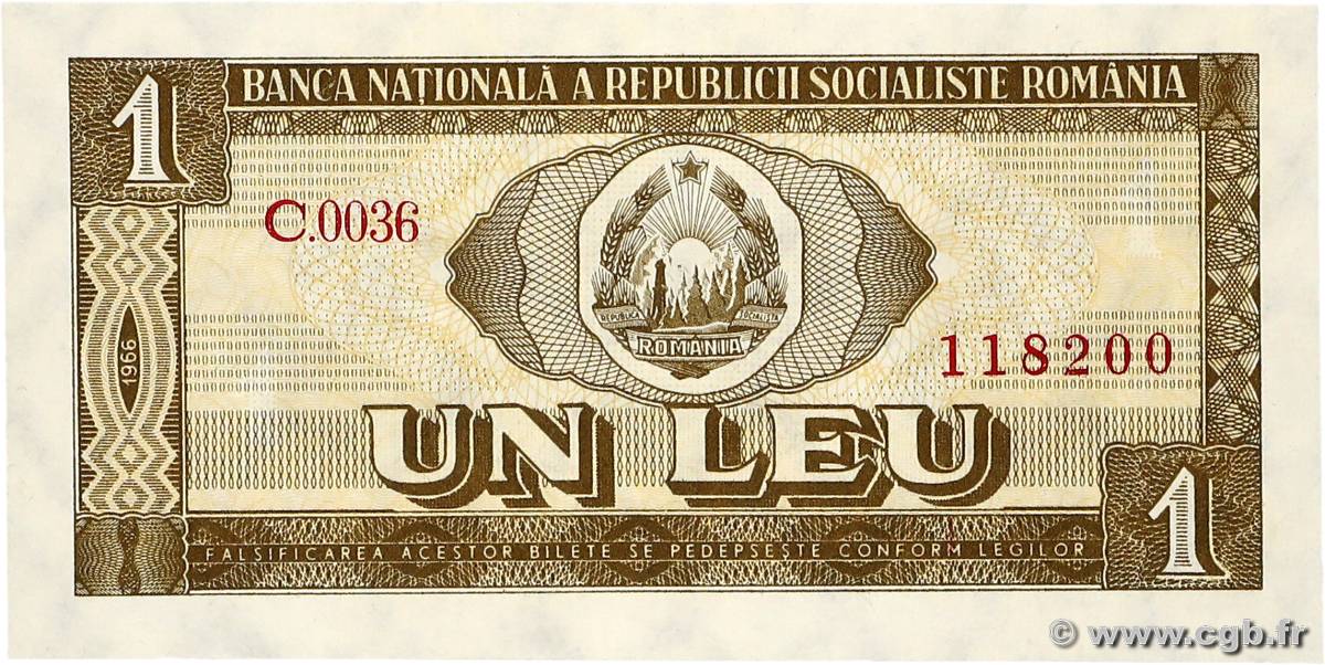 1 Leu RUMÄNIEN  1966 P.091a fST+