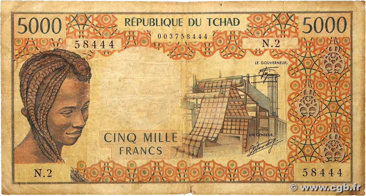5000 Francs BEAC type 1976 TSCHAD  1978 A.281b SGE