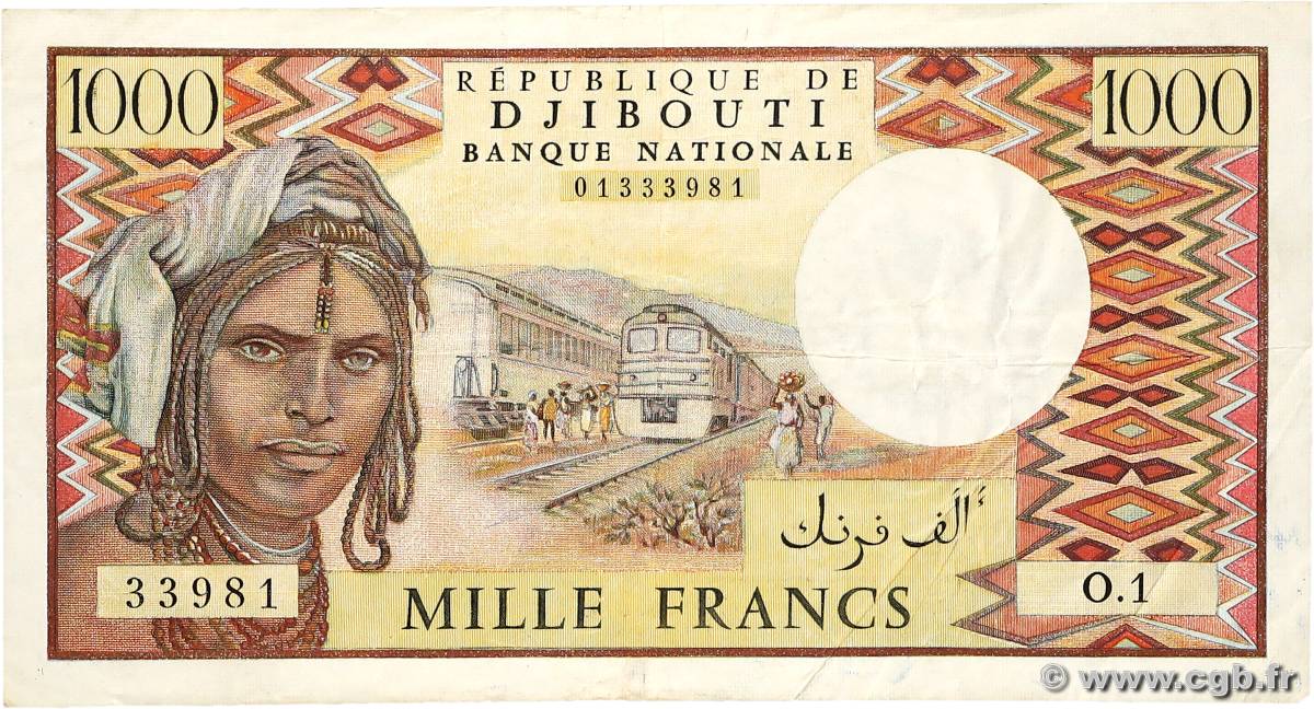 1000 Francs DJIBOUTI  1979 P.37a TTB+