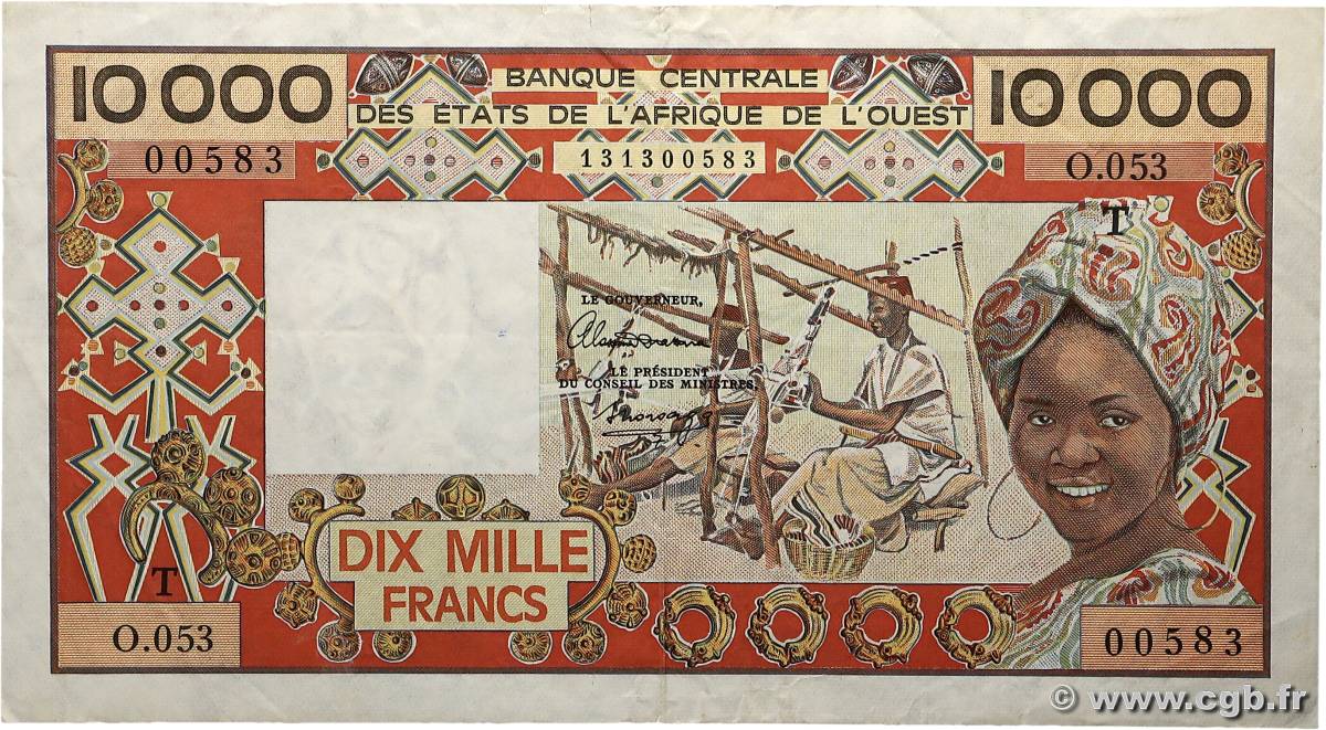 10000 Francs ÉTATS DE L AFRIQUE DE L OUEST  1992 P.809Tl TTB+