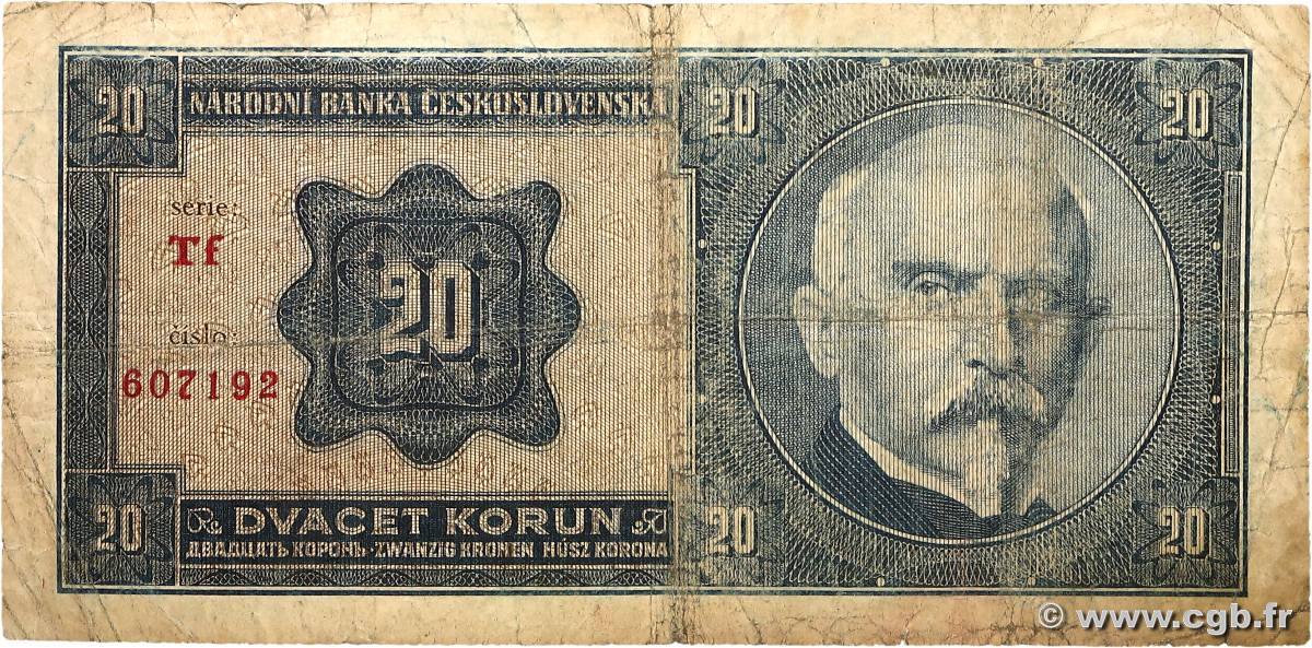 20 Korun TSCHECHOSLOWAKEI  1926 P.021a SGE