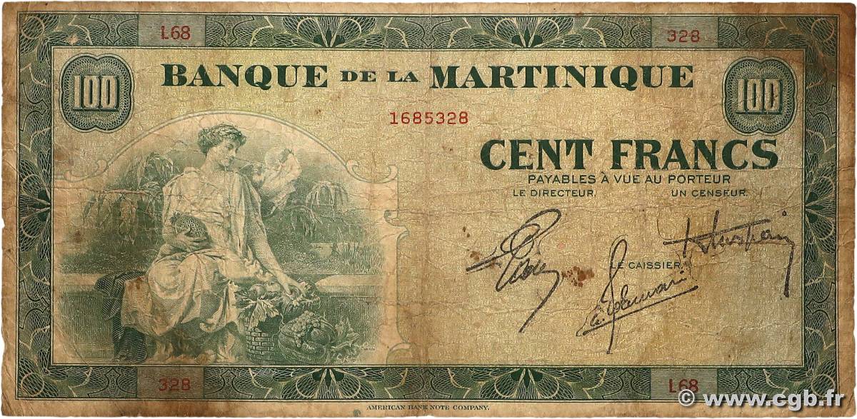 100 Francs MARTINIQUE  1945 P.19a SGE