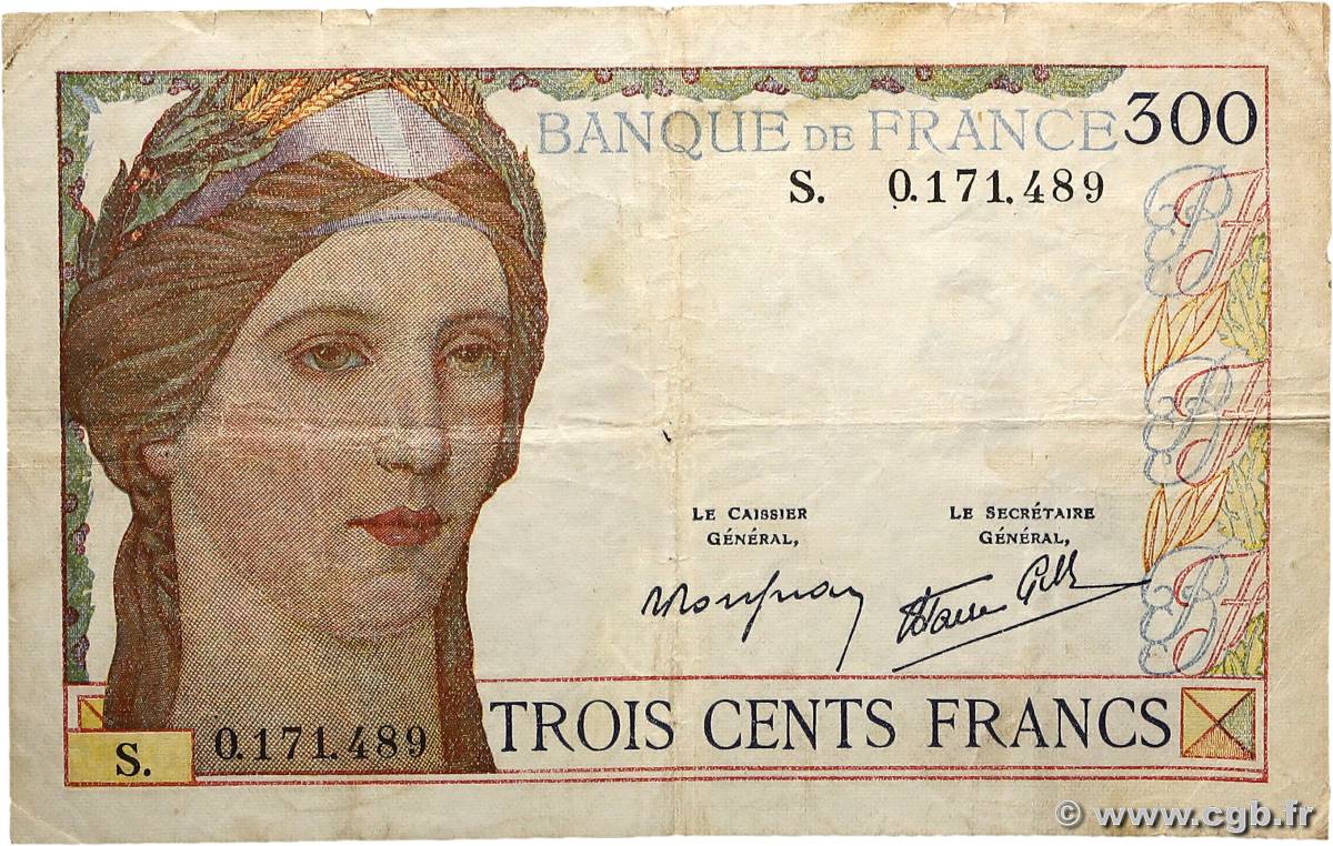 300 Francs FRANCE  1939 F.29.03 F