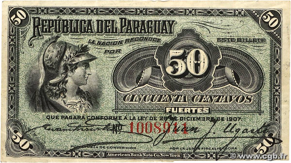 50 Centavos PARAGUAY  1907 P.115a TTB