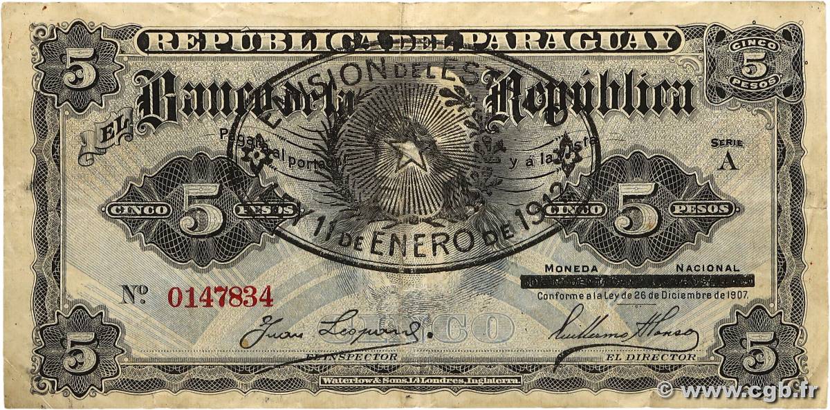 5 Pesos PARAGUAY  1912 P.127 TTB
