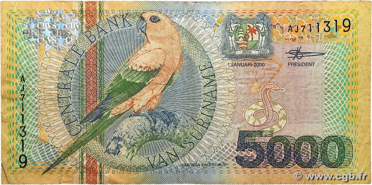 5000 Gulden SURINAM  2000 P.152 TB