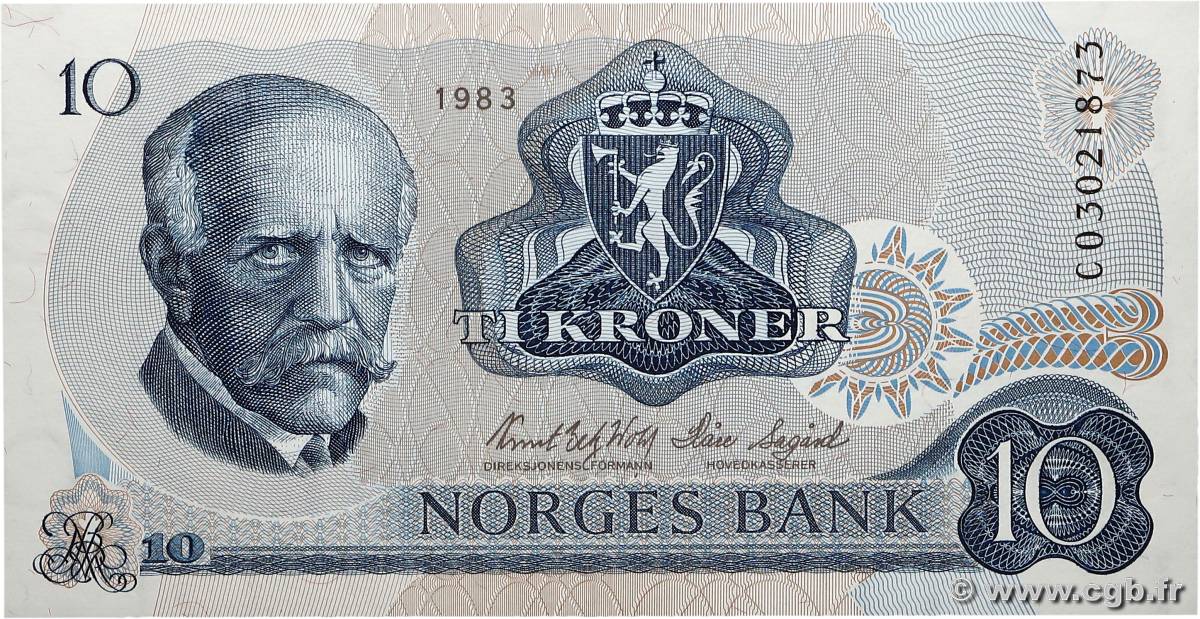 10 Kroner NORVÈGE  1983 P.36c NEUF
