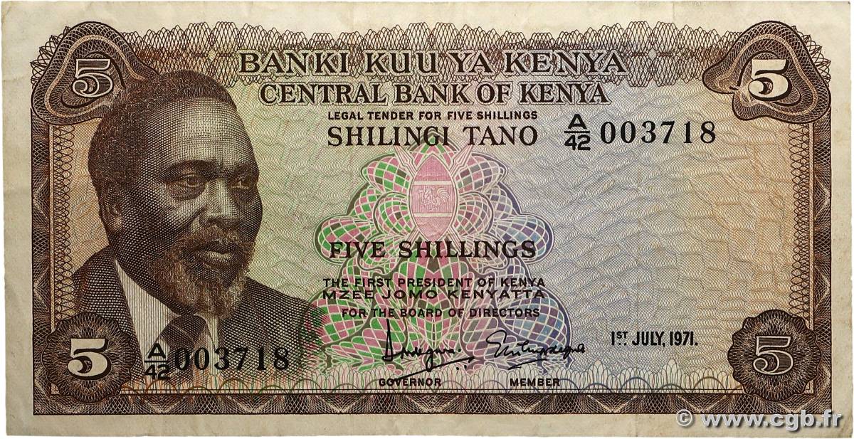 5 Shillings KENIA  1971 P.06b BC