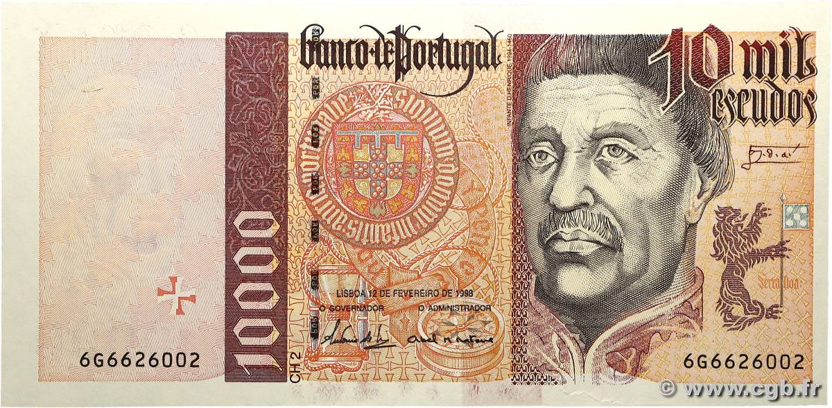 10000 Escudos PORTUGAL  1998 P.191a NEUF