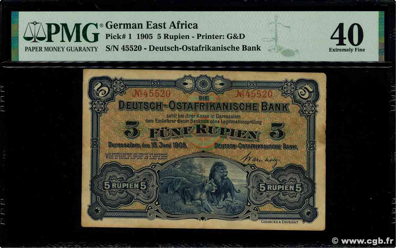 5 Rupien Deutsch Ostafrikanische Bank  1905 P.01 q.SPL
