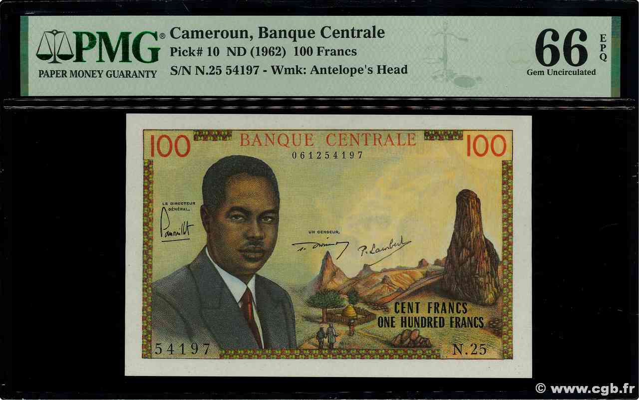 100 Francs type 1962 CAMEROUN  1962 A.148a NEUF