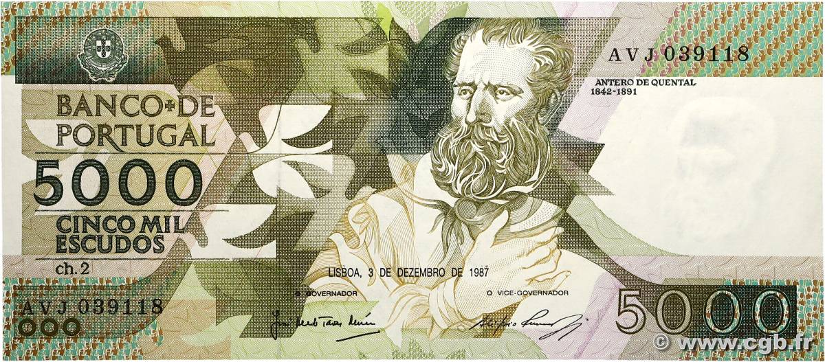 5000 Escudos PORTUGAL  1987 P.183b NEUF