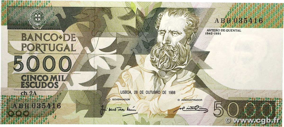 5000 Escudos PORTUGAL  1988 P.184a NEUF