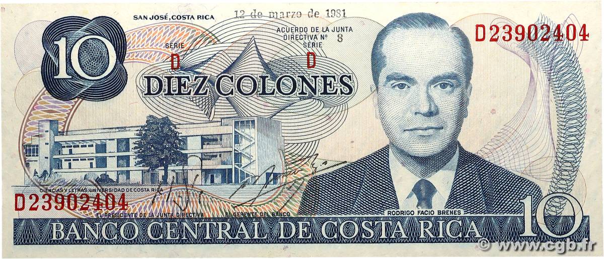 10 Colones COSTA RICA  1981 P.237b SPL