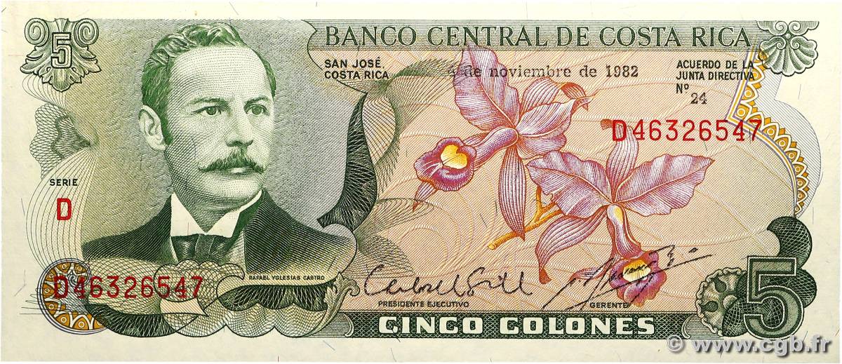 5 Colones COSTA RICA  1982 P.236d SC