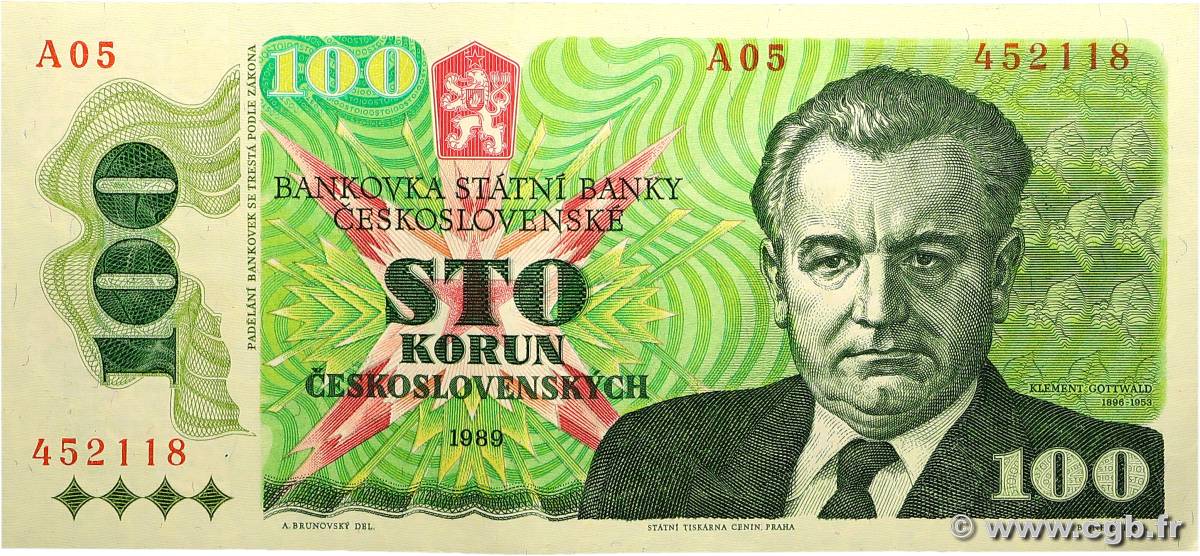 100 Korun TCHÉCOSLOVAQUIE  1989 P.097 SUP