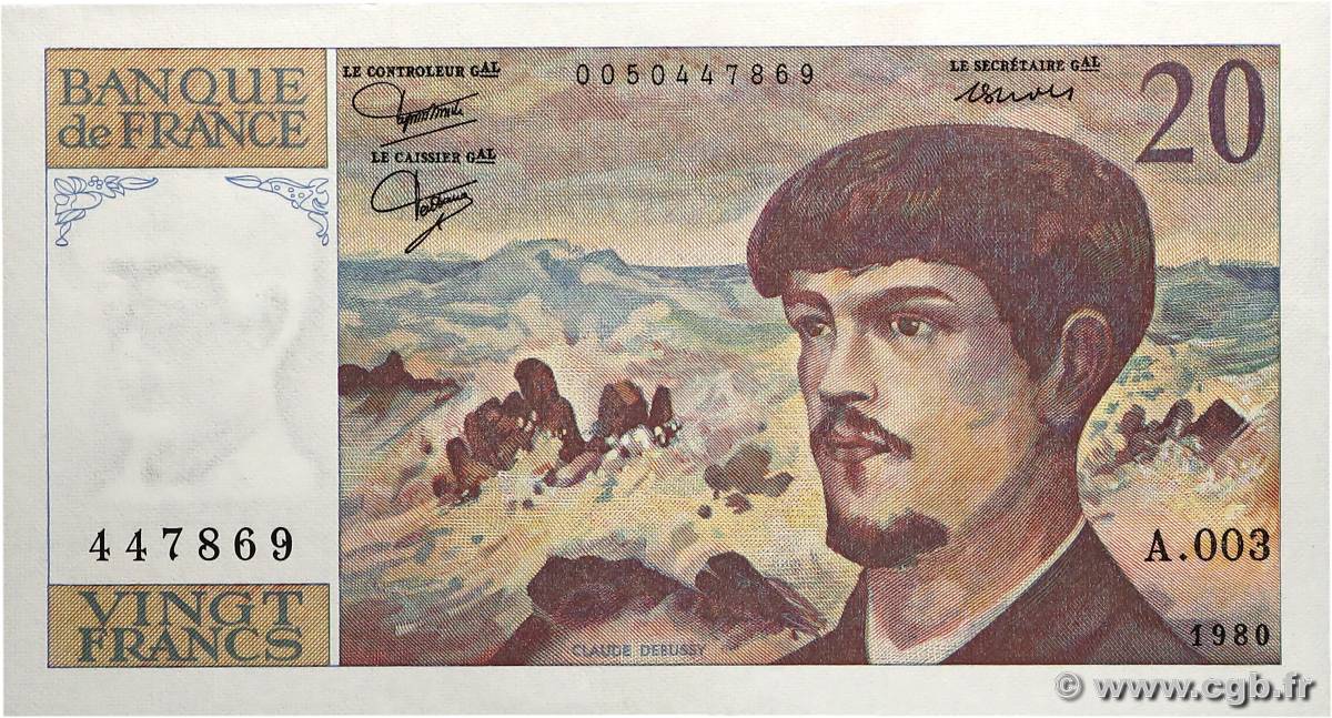 20 Francs DEBUSSY FRANCE  1980 F.66.01A3 pr.NEUF