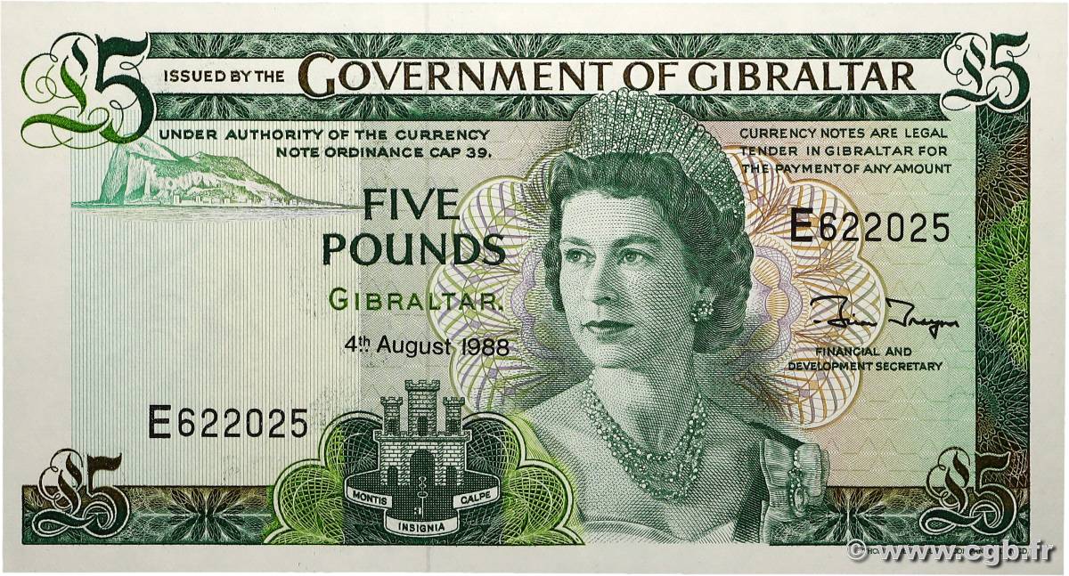 5 Pounds GIBRALTAR  1988 P.21b NEUF