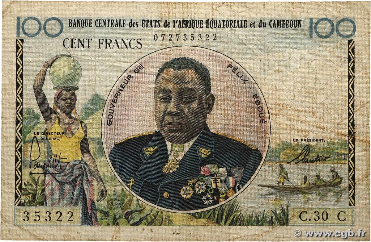 100 Francs Félix Éboué BCEAEC CONGO  1961 A.206a MBC