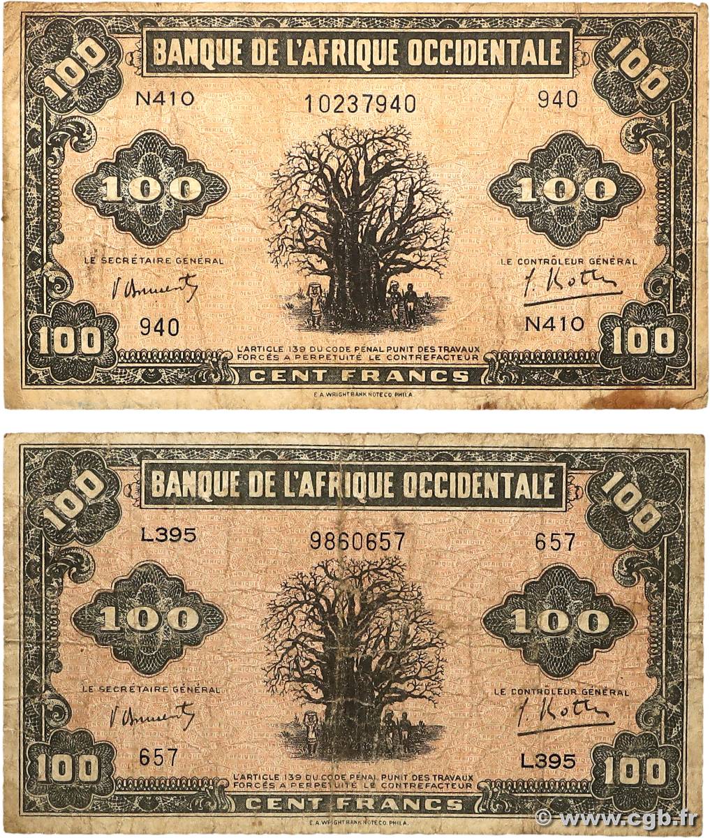 100 Francs Lot FRENCH WEST AFRICA (1895-1958)  1942 P.31a VG