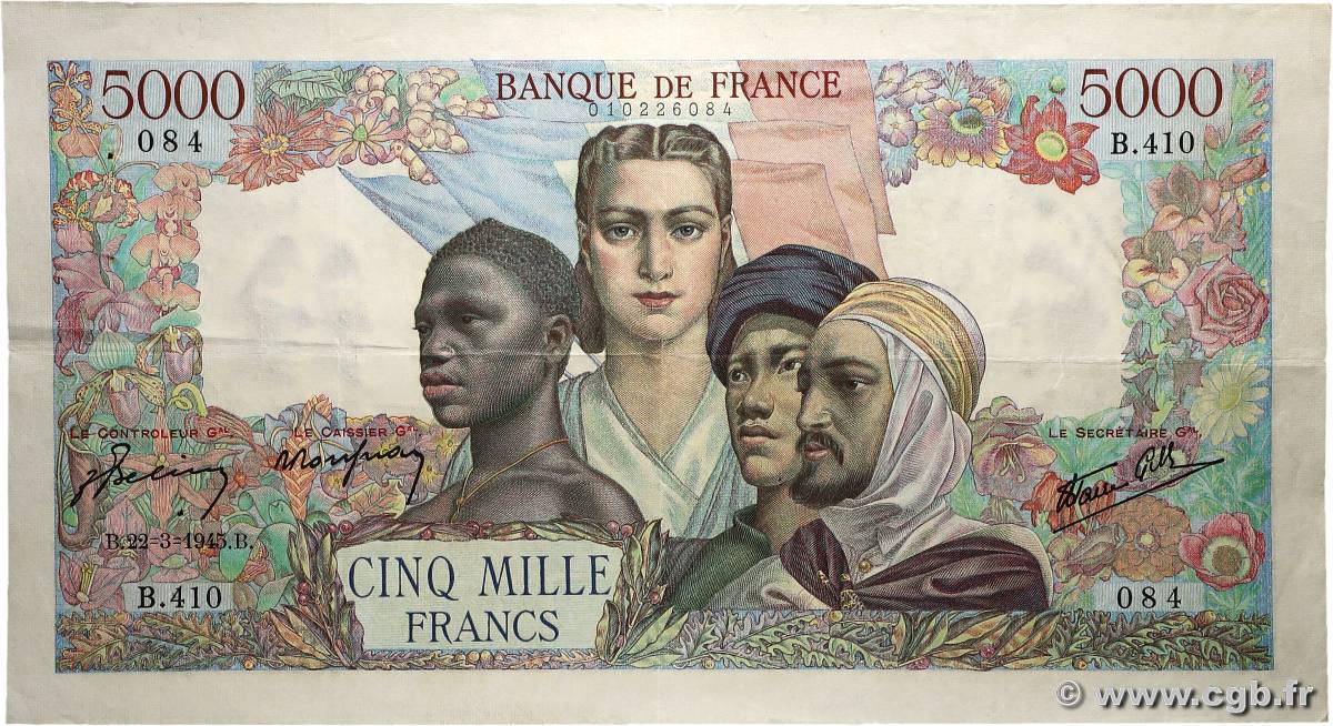 5000 Francs EMPIRE FRANÇAIS FRANCE  1945 F.47.18 TTB+
