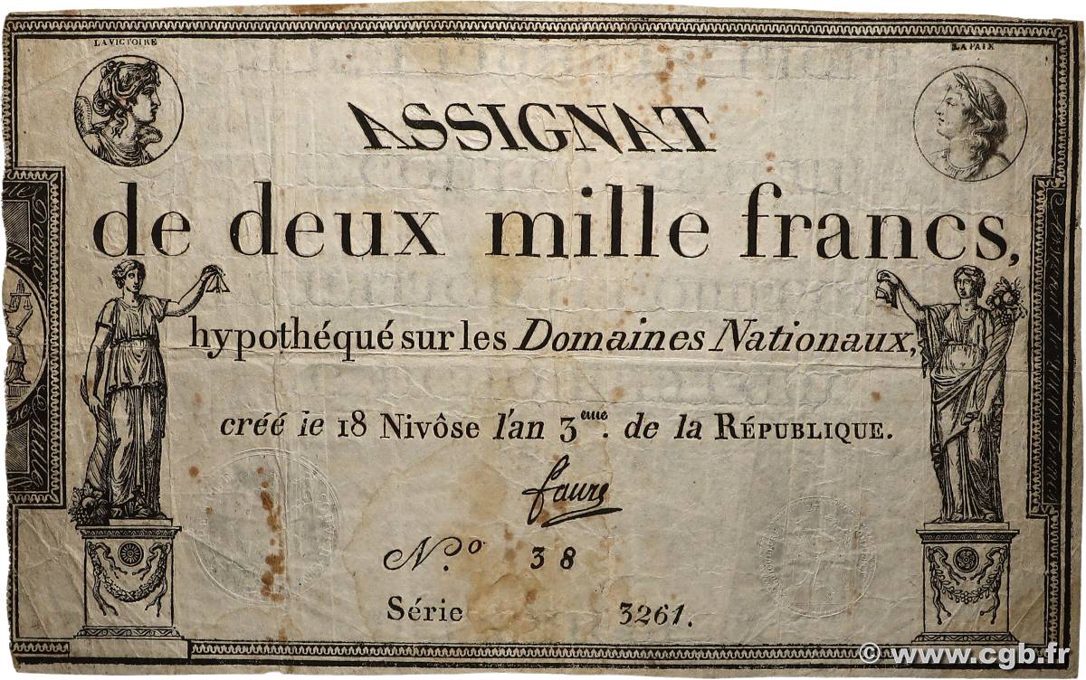 2000 Francs FRANCE  1795 Ass.51a TB+