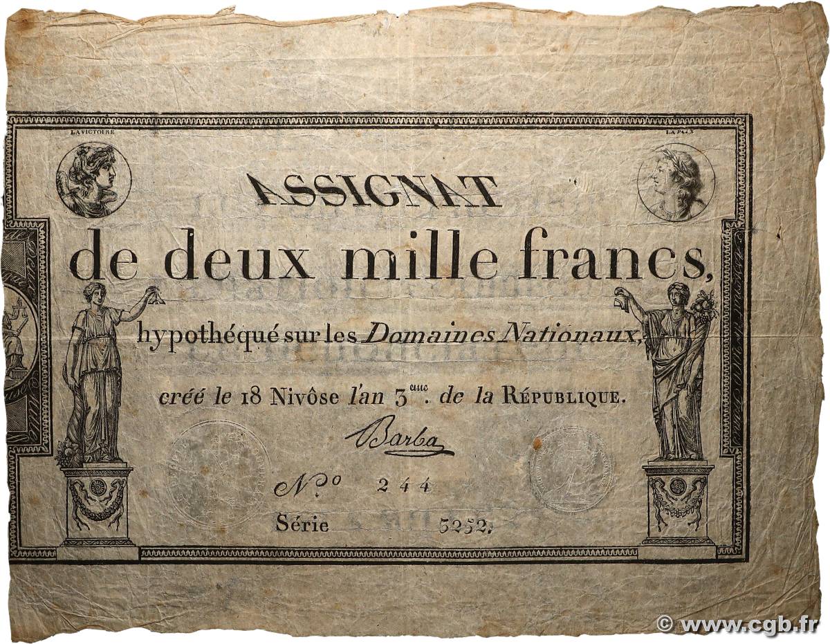 2000 Francs FRANCE  1795 Ass.51a TB+