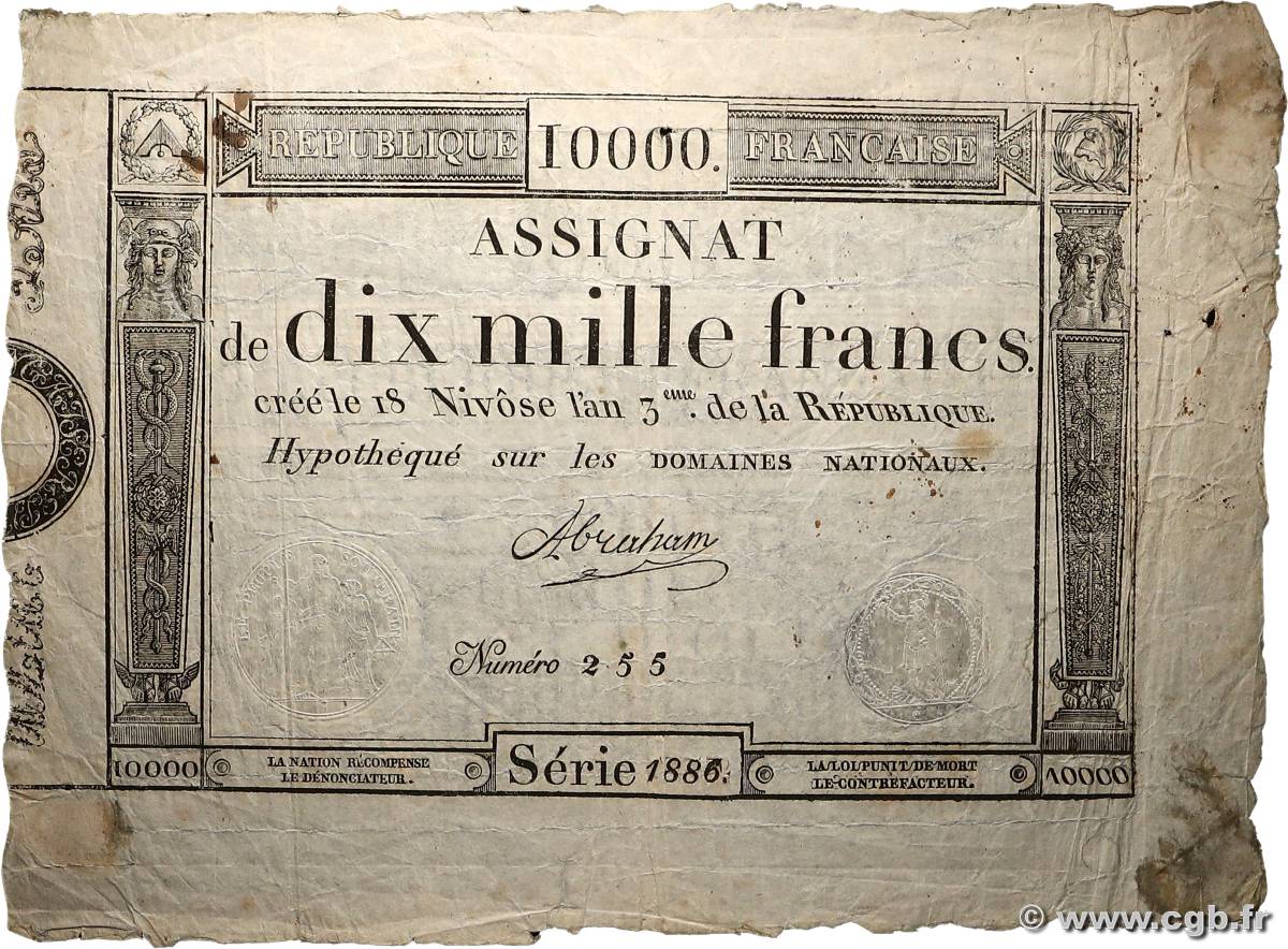 10000 Francs FRANCE  1795 Ass.52a TB