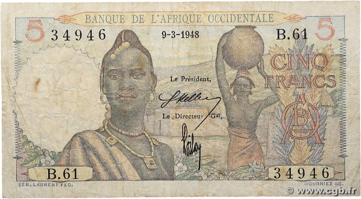 5 Francs AFRIQUE OCCIDENTALE FRANÇAISE (1895-1958)  1948 P.36 B+