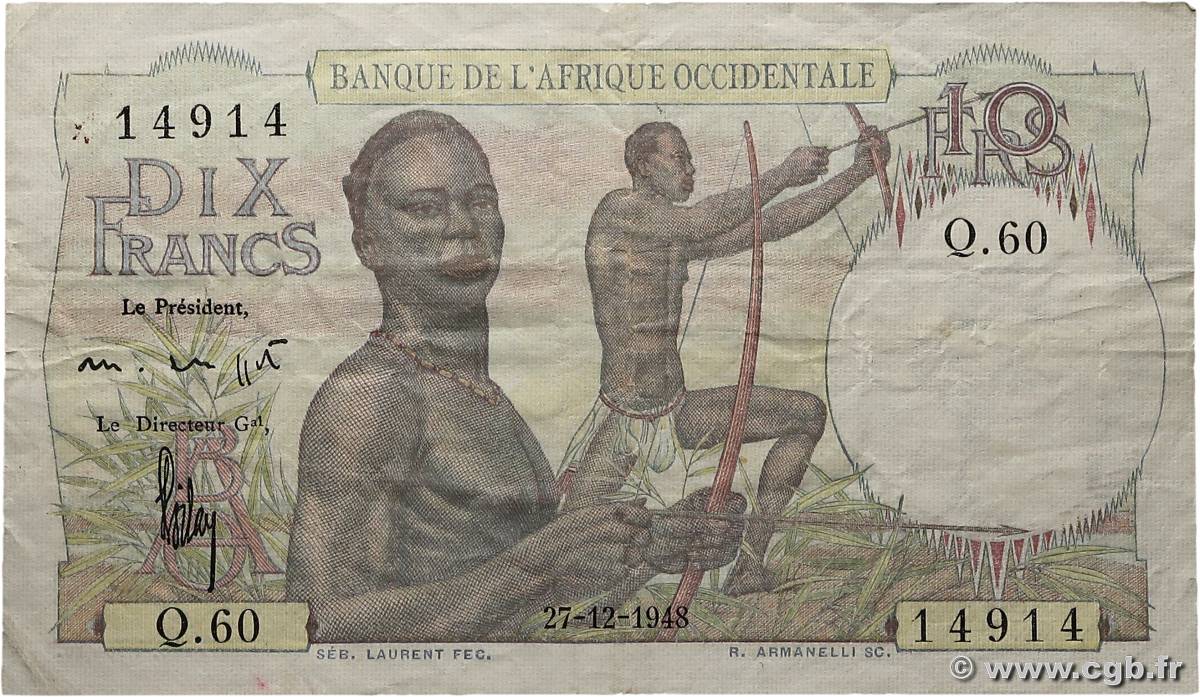 10 Francs AFRIQUE OCCIDENTALE FRANÇAISE (1895-1958)  1948 P.37 TTB+