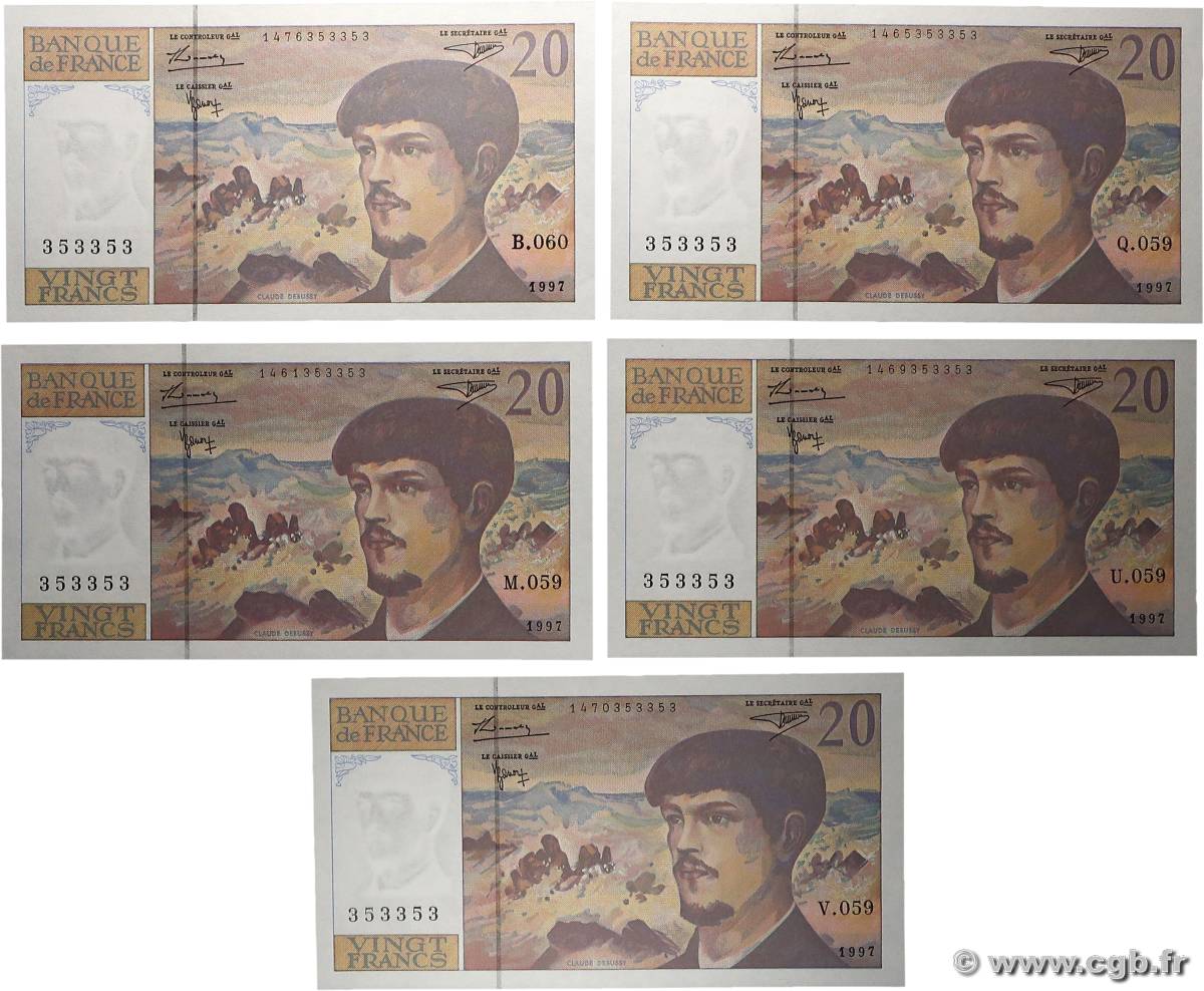 20 Francs DEBUSSY Modifié Lot FRANCE  1997 F.66ter.02 NEUF