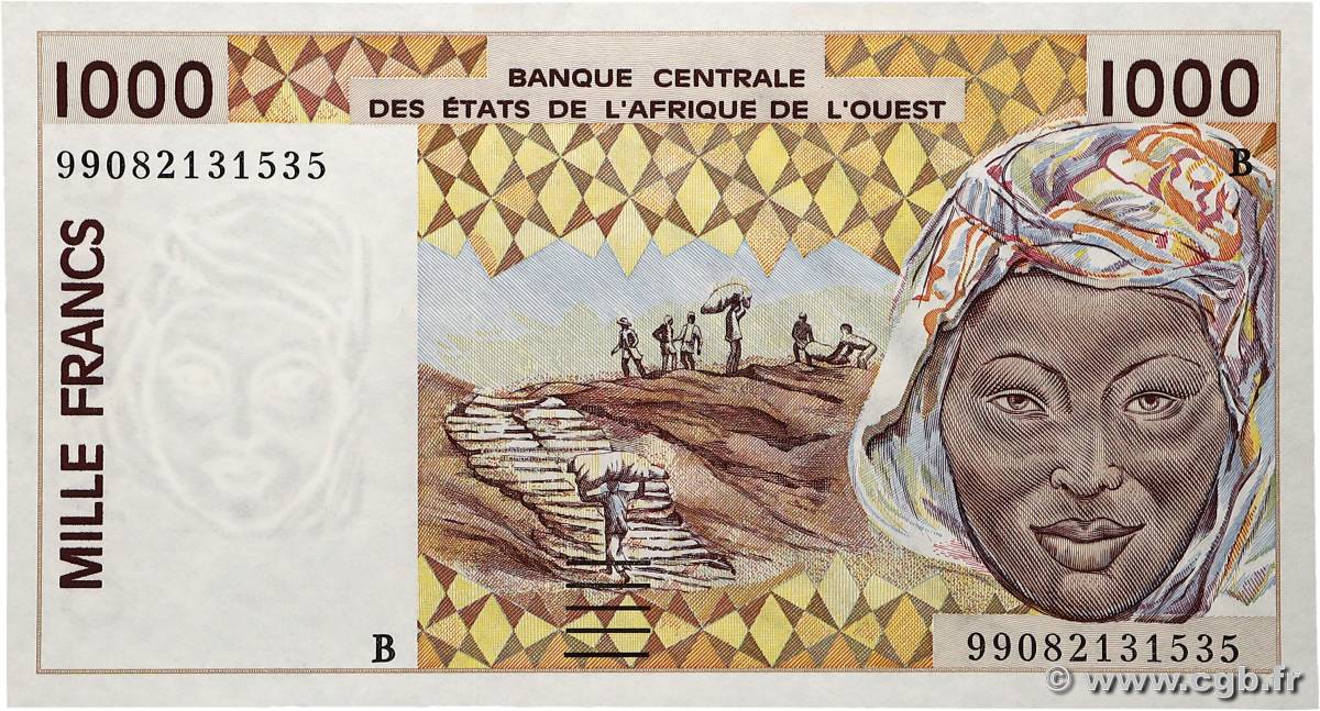 1000 Francs ÉTATS DE L AFRIQUE DE L OUEST  1999 P.211Bj SUP+