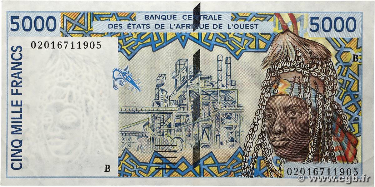 5000 Francs ÉTATS DE L AFRIQUE DE L OUEST  2002 P.213Bl SUP