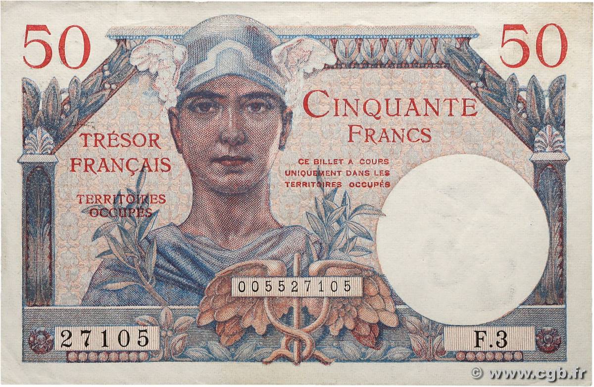 50 Francs TRÉSOR FRANÇAIS FRANCE  1947 VF.31.03 pr.SUP