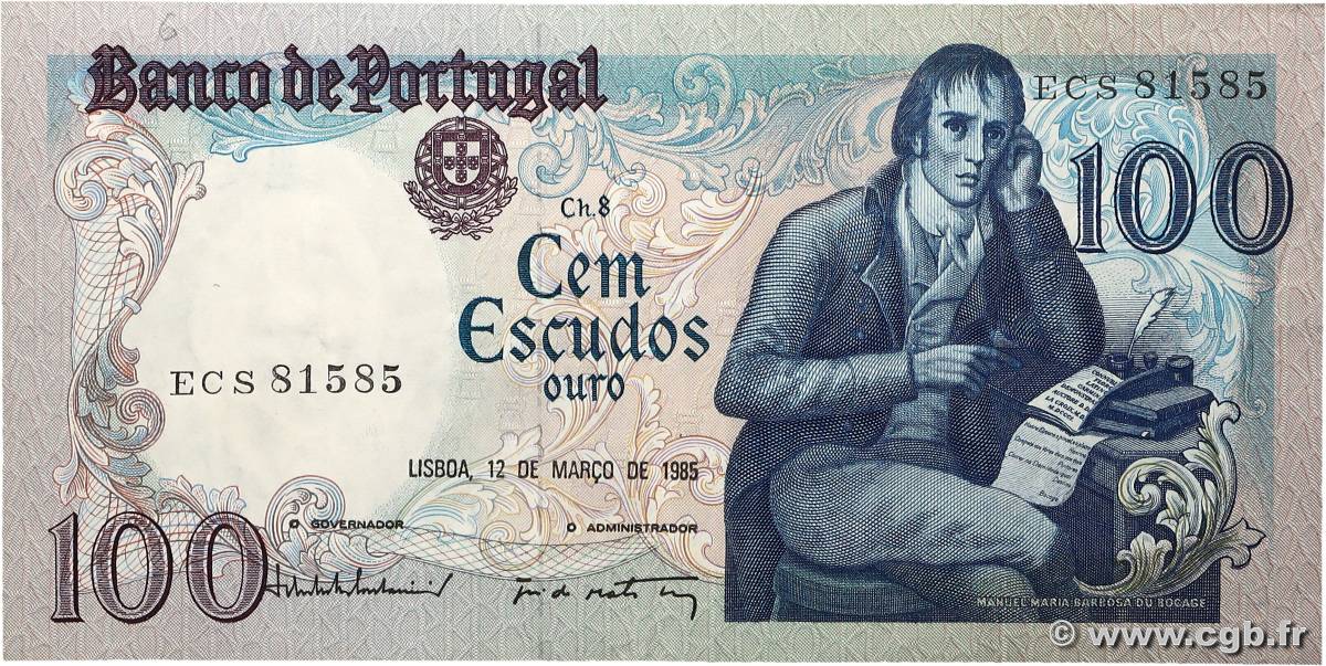 100 Escudos PORTUGAL  1985 P.178e TTB+