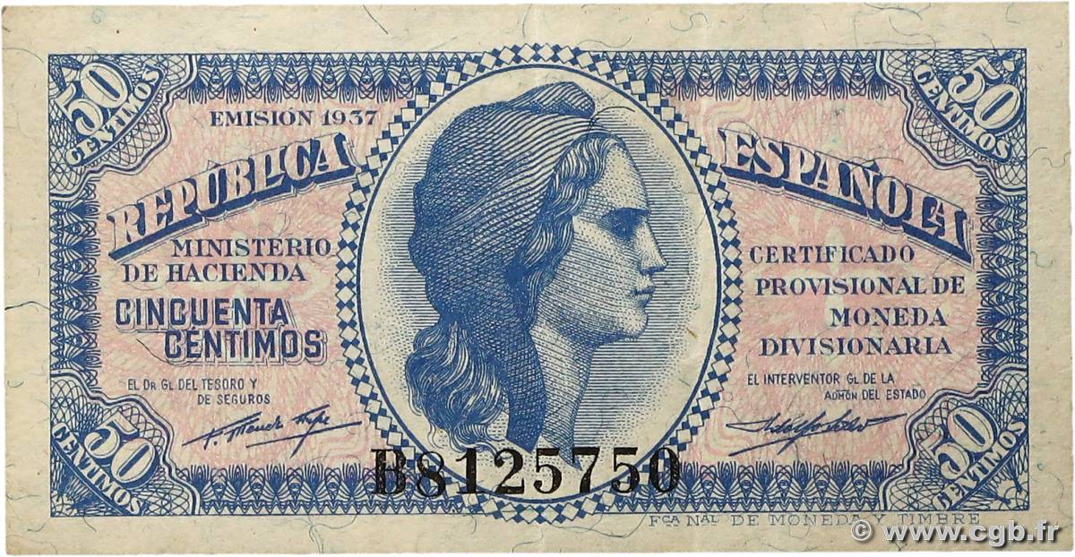 50 Centimos ESPAGNE  1937 P.093 pr.SUP