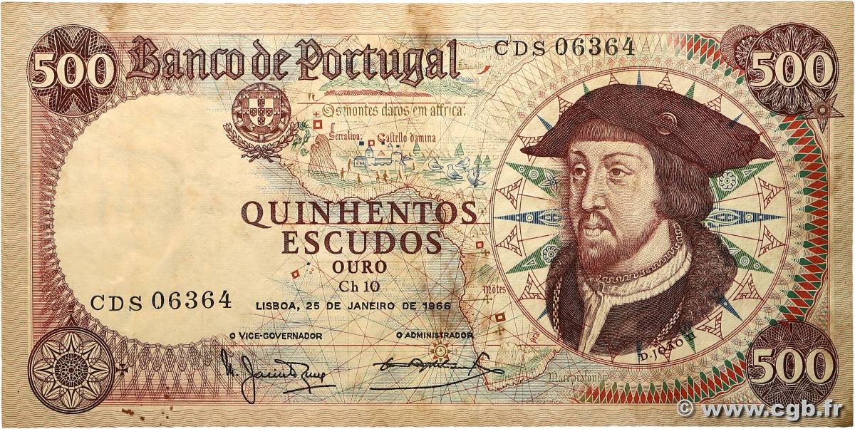 500 Escudos PORTUGAL  1966 P.170a TTB