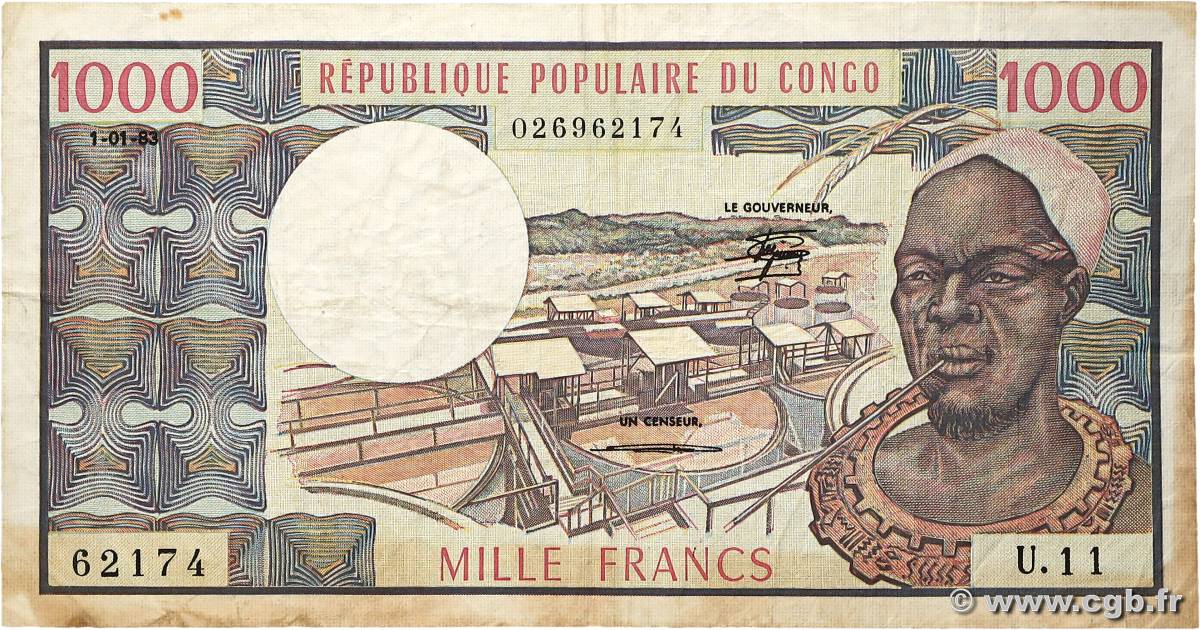 1000 Francs type 1973 CONGO  1983 A.213g F