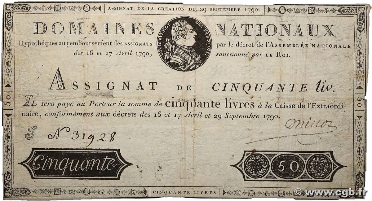 50 Livres FRANCE  1790 Ass.04a TB