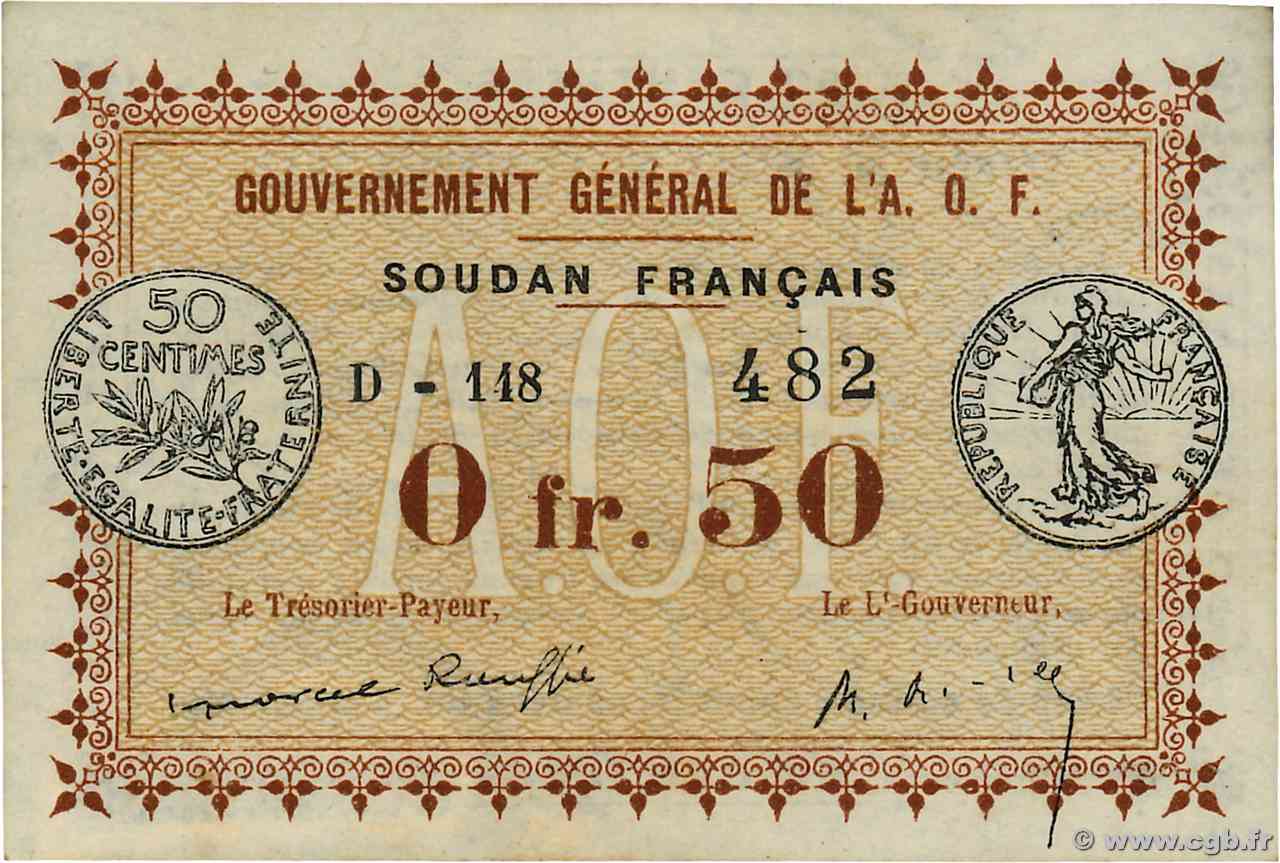 0,50 Franc SUDAN  1917 P.A1b AU+