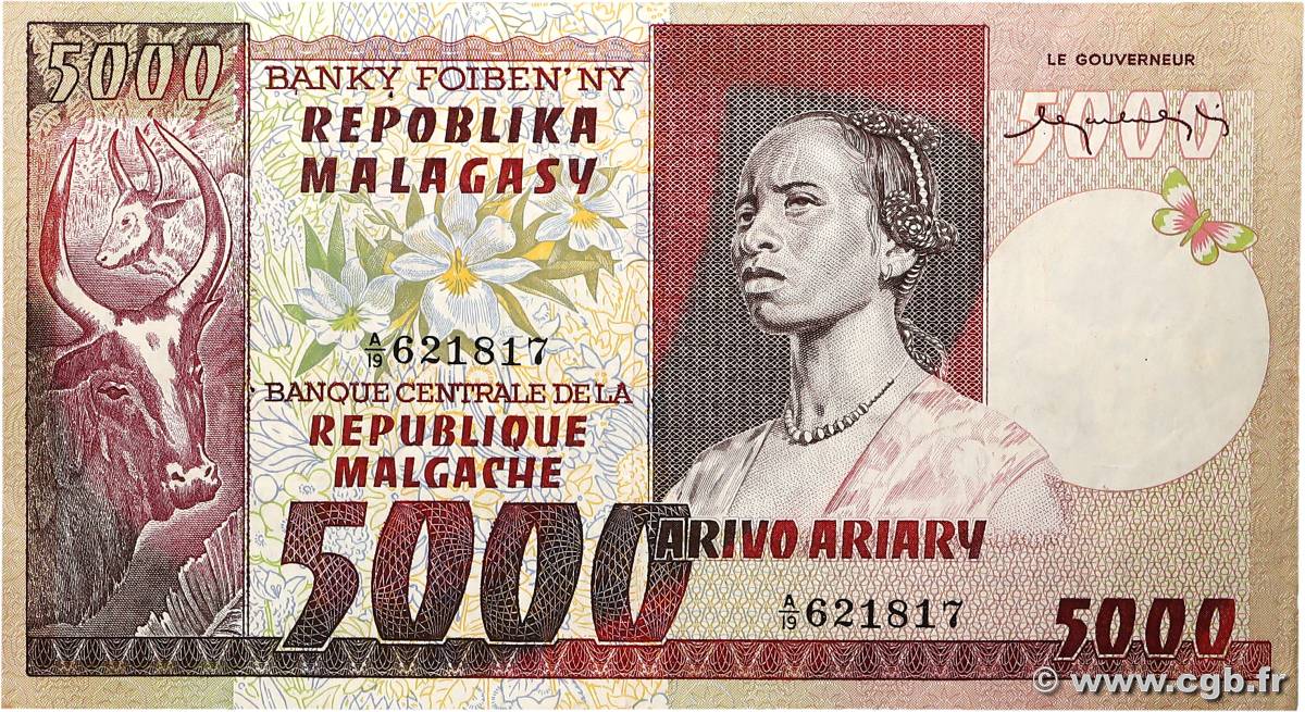 5000 Francs - 1000 Ariary MADAGASCAR  1974 P.066a VF+