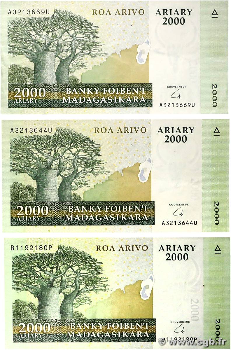 2000 Ariary Lot MADAGASCAR  2009 P.090b pr.SUP
