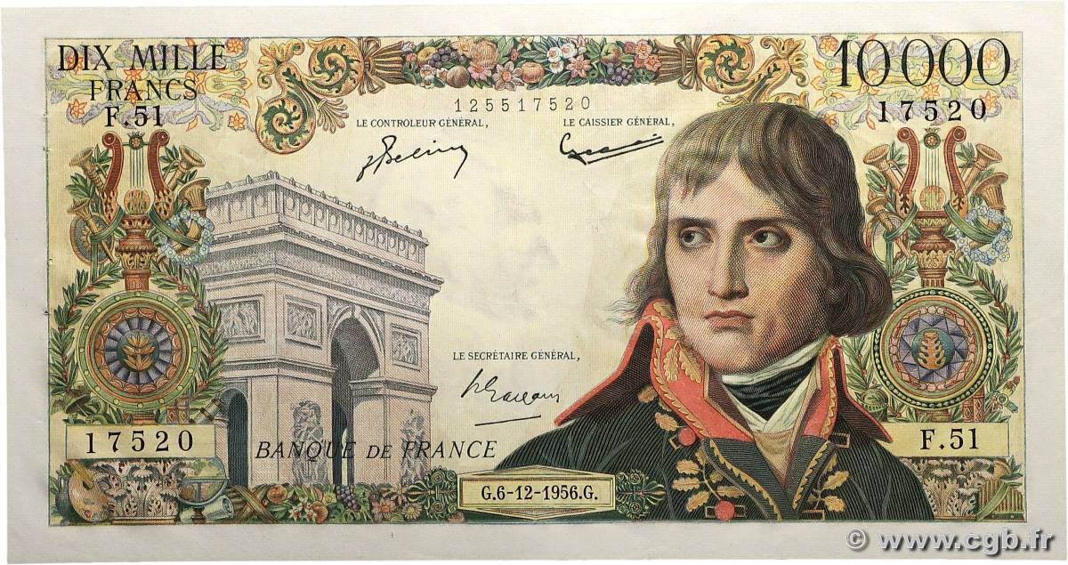 10000 Francs BONAPARTE FRANCIA  1956 F.51.06 EBC+