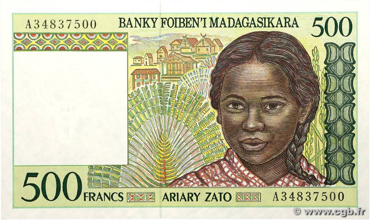 500 Francs - 100 Ariary MADAGASCAR  1994 P.075a pr.NEUF