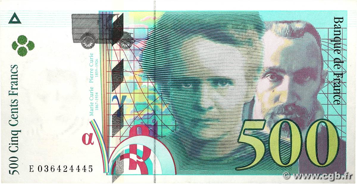 500 Francs PIERRE ET MARIE CURIE FRANCE  1996 F.76.03 SPL
