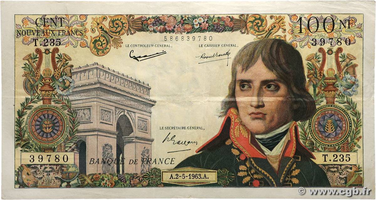 100 Nouveaux Francs BONAPARTE FRANCIA  1963 F.59.21 MBC