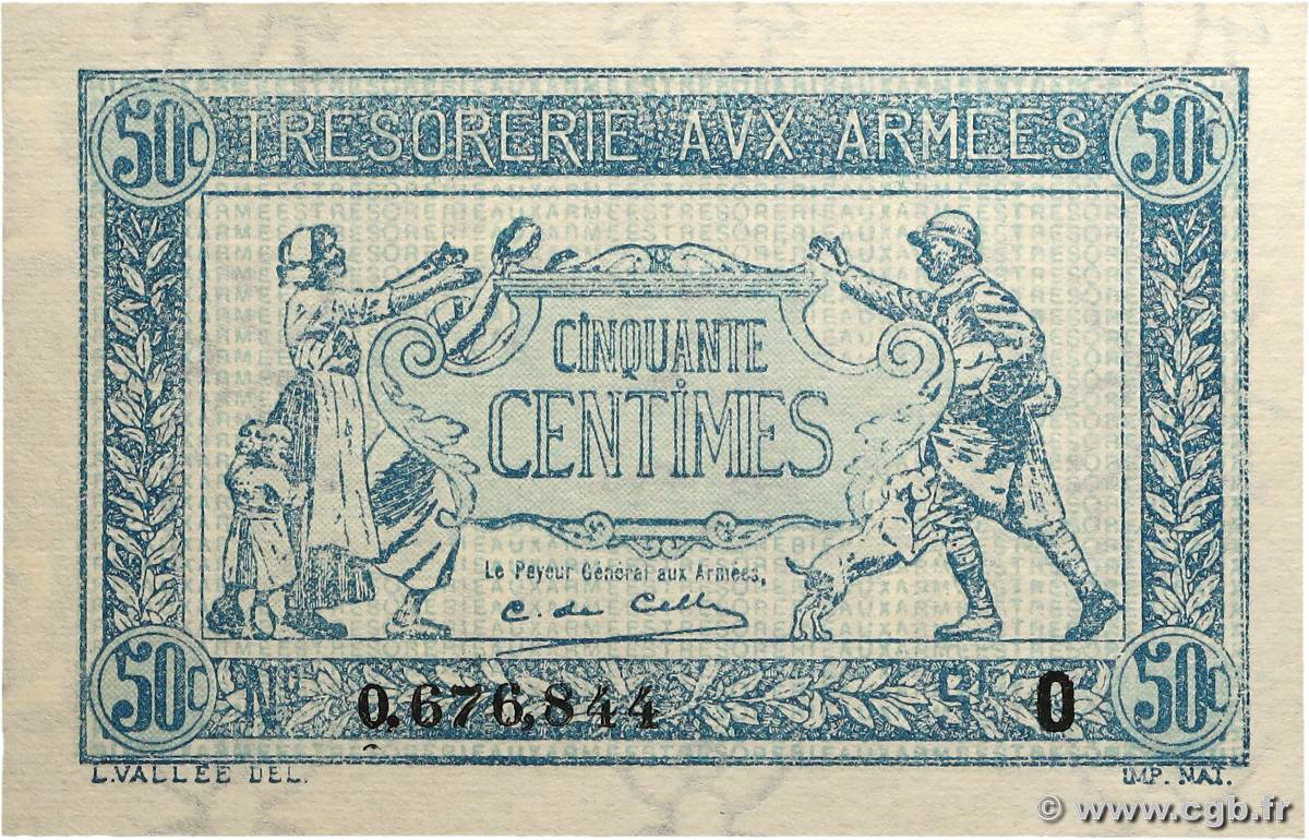 50 Centimes TRÉSORERIE AUX ARMÉES 1917 FRANCE  1917 VF.01.15 NEUF