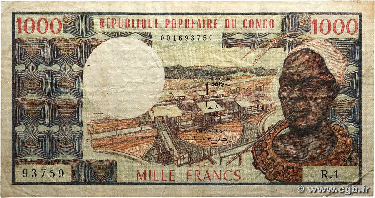1000 Francs type 1973 CONGO  1973 A.213a S