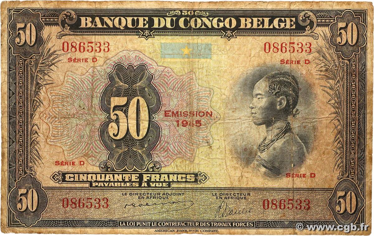 50 Francs BELGIAN CONGO  1945 P.16c G